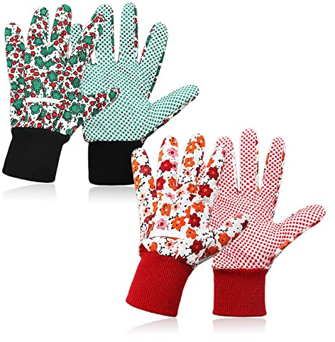 Grantop Gardening Gloves for Women Set,2 pairs Comfortable Gardening Working Gloves for Ladies Women,Floral Garden Gloves with Elastic Cuffs and Non-Slip for Yard, Fishing, Camping.