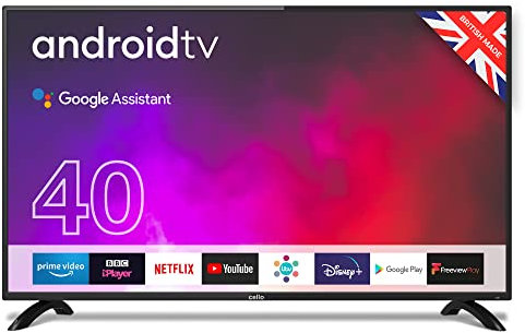 Cello Y22ZG0204 Made in UK 40 inch 1080p Full HD Smart Android TV with Freeview Play | Google Assistant | Google Chromecast | Disney+ | Netflix | Apple TV+ | Prime Video | BBC iPlayer | Google TV