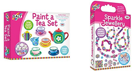 Galt Toys, Paint a Tea Set, ' Craft Kits, Ages 5 Years Plus & Toys, Sparkle Jewellery, Craft Kit for, Ages 5 Years Plus