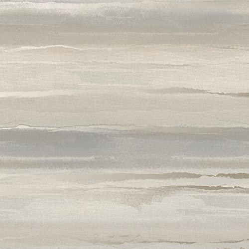 Horizon Wallpaper - Modern Wallpaper for Living Room, Bedroom, Fireplace - Decorative Luxury Wall Paper with Landscape Design & Natural Tones (Metallic Silver & Gold)