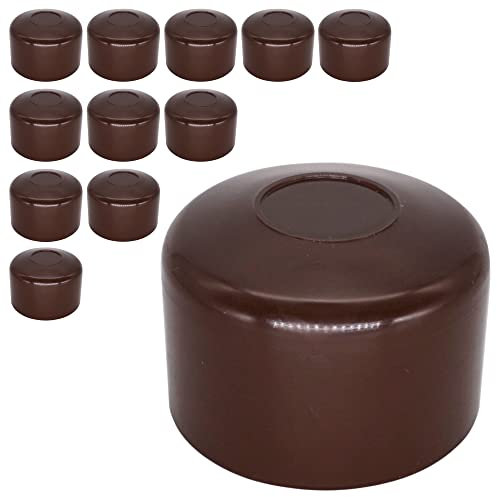 SKIR'CO (12 piezas) Tapas de postes de valla, tapas redondas de plástico marrón de 45 mm para postes de valla redondos, cubiertas de postes de valla, marrón RAL 8028