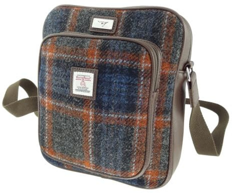 Glen Appin Of Scotland Harris Tweed Umhängetasche, Col 127 Grey/Rust Check, m
