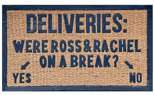 JiXianJu Funny Coir Doormat: Ross and Rachel 'On A Break' Welcome Mat, 30x17 inch, Heavy-Duty Non Slip Coconut Coir