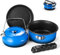 Odoland Set di pentole e padelle da campeggio, antiaderenti, leggere, con bollitore, per campeggio, escursioni, cucina all'aperto e picnic, 5 pezzi, blu