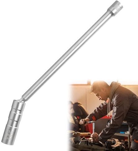 KUHAWL Zündkerzenschlüssel 16mm, Zündkerzenschlüssel mit Langer Griff, Universal Flexibel Zündkerzenschlüssel 360° Schwenkbare Magnetische Steckschlüssel Zündkerzen Entferner für Auto und Motorrad