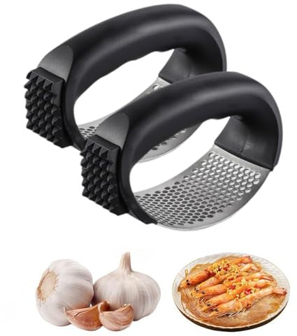 Presse-ail en acier inoxydable, presse-ail de nouveau style, ustensiles de cuisine ménagers manuel portable, pour écraser l'ail gadgets de cuisine (2 Pcs)
