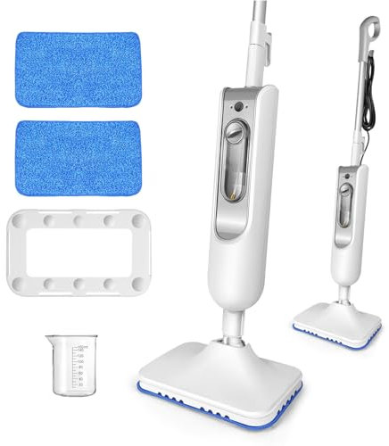Steam Mop, Handheld, Steam Cleaner for all floors, Easy-To-Use Swivel Head, 4.8m Corded, Overheat Protection, 1500W, With 2 Washable Pad For Multi-Purpose Use Around Your Home, Clothes And Car