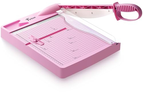 Firbon 12 Guillotine Paper Cutter, Heavy Duty 30-Sheet Capacity Trimmer for Cardstock, Photos, Scrapbooking, Office, Classroom, Studio (Pink)