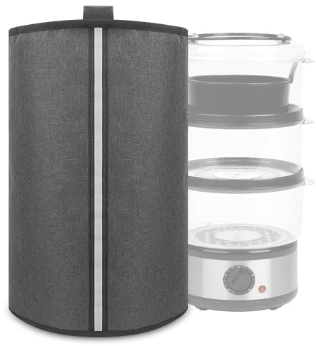 Kingshion Thick Oxford Cloth Dust Cover with Handle, Compatible with Salter 3-Tier 7.5L Electric Food Steamer, Protective Appliance Cover 25 X 23 X 41 CM- Dark Gray