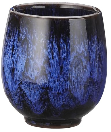 QUARKZMAN 2 Piezas De Tazas De Té Chinas De Cerámica 5.41oz Juego De Té Tradicional Gong Fu Taza De Té Japonesa Sin Asa Para Mate Café Vino Bebidas Azul Índigo
