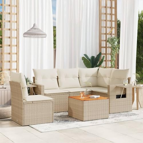 QZZCED Set di divani da giardino con tavolino pieghevole in rattan PE resistente e cuscini lavabili per terrazza o patio