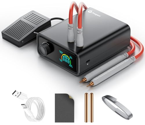 11000W Battery Spot Welder, Awgem 0.1-0.3mm Portable Spot Welder with Rotary Knob 100 Gears, Auto/Foot Pedal Modes, Dual-Pulse Spot Welder for Lithium Battery Repair and Welding