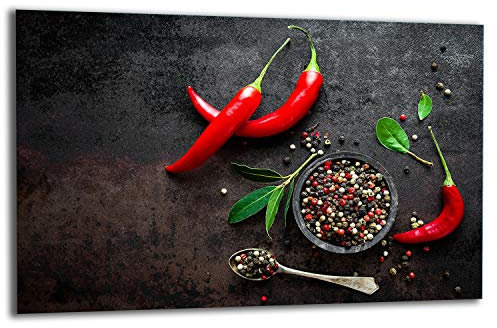 TMK ArtDeko Couvercle de cuisinière - Protection anti-éclaboussures en verre 1 pièce - 80 x 52 cm - Protection de cuisinière en verre de sécurité - Robuste, hygiénique et antidérapante - Protection