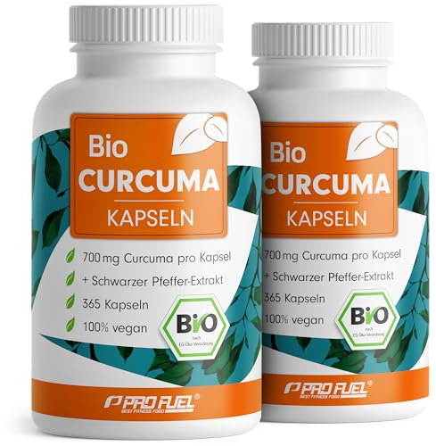 Bio Curcuma Kapseln 730x mit 700 mg Curcuma aus kontrolliert biologischem Anbau - optimal hochdosiert mit 35 mg Curcumin pro Kapsel - mit Schwarzem Pfeffer-Extrakt - Vorrat für die ganze Familie