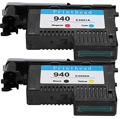 Akozon Hochwertiger Druckkopf, 940 C4900A C4901A für Magnetischen Kescher, Drucker, Tinte, Toner, Haken, Magnet, Karabiner, 8000 8500 Serie CMYK (schwarz gelb + rot blau)