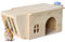 Navaris Meerschweinchen Haus aus Holz - Versteck für Meerschweinchen und Hamster - Holzhaus inklusive Futter- und Wasserstation - Nagetier Kleintier Spielhaus - Heuraufe