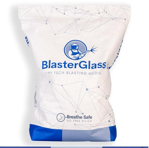 BLASTERGLASS Abrasif en Verre 20 KG - Abrasif Sablage Réutilisable pour Cabine de Sablage ou Aérogommeuse - Granulométrie 300 à 600 microns pour le Sablage sous Pression - Sac de 20 KG