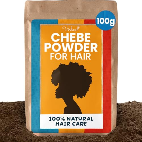VIRHEA® Chebe Polvo Natural para Cabello Afro 100g - Acelerador de Crecimiento para Fortalecer e Hidratar el Pelo - Powder for Hair Ideal para Mujeres que Buscan Largura y Salud Capilar