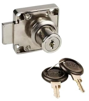 Gedotec Aufschraubschloss Metall | vernickelt | 4 Stück | Kastenschloss inkl. Schüssel | RIM LOCK | Dornmaß: 25 mm | ø19x22mm | Gleischließend - Anschlag Rechts | zum Aufschrauben