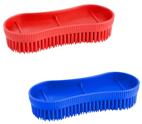 GroveEss 2Pcs Horse Cleaning Grooming Brush Set, Plastic & Durable Horse Hair Brushes, Tail Mane & Body Massage Care Tool
