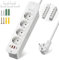 Sefitopher (12 in 1) Steckdosenleiste 8 Fach mit 4 USB PD 20W, Einbausteckdose mit Schalter 2 Meter Kabel für Phone und Haushaltsgeräte für Büros, Schreibtisch oder Schlafzimmer 4000W Weiß