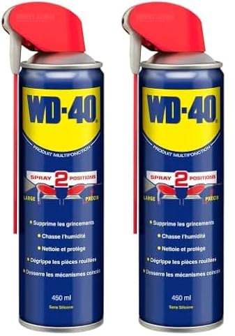 WD-40 • Produit Multifonction • Spray Double Position • Sans Silicone • Non Conducteur • Compatible Plastiques, Caoutchoucs, Tous Métaux • 450 ml (Lot de 2)