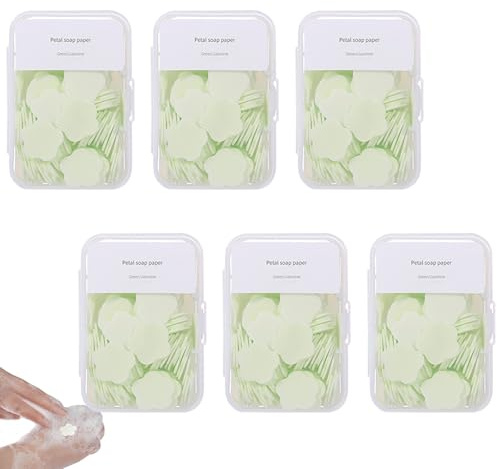 Iensen 600 PCS Mini Fogli di Sapone Portatili – Carta Profumata Usa e Getta per Lavaggio Mani, Adatta ai Viaggi e Sapone Idrosolubile per Campeggio, Escursionismo e Uso Esterno (Verde)