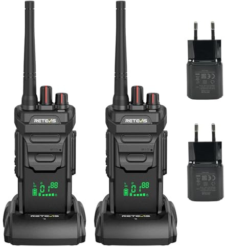 Retevis RT648H Funkgeräte IP67, 3-Fach Geschützt Funkgerät, Integriertes Display, Typ-C/Basisladung, 1500 mAh, Walkie Talkie mit Großer Reichweite für Logistik, Lager (2er-Pack)