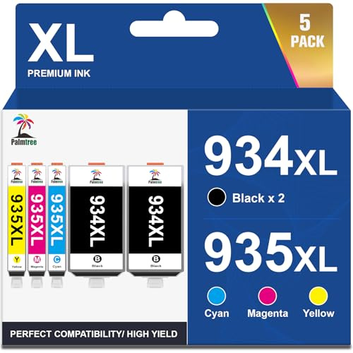Palmtree 934XL 935XL Multipack Cartucce per Stampanti Compatibili per HP 934 935 XL 934 XL Cartucce per HP Officejet Pro 6230, per Officejet Pro 6830 Cartucce, Officejet 6820 6800 6815 Stampante