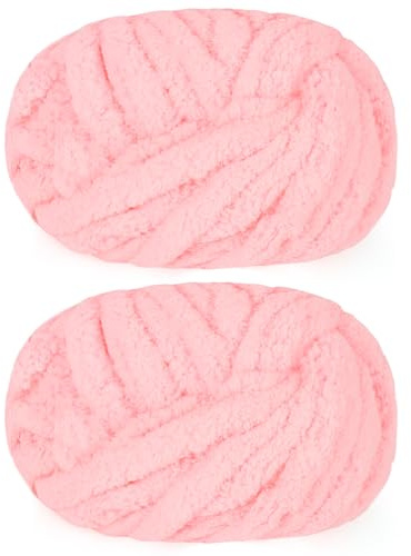 Reessy Chunky Yarn for Hand Knitting, 2×250g Super Chunky Wool Yarn-Pink | Soft Thick Wool Jumbo Yarn for Crocheting, Fluffy Plush Blanket Yarn for Knitting Blanket Pet Bed Mats Sofa Mats