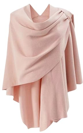 Générique Magisk kvast dam framsida ponchos stickad tröja wrap topper höst vinter elegant sjalar cape konsertklänning plusstorlek, rosa, One size
