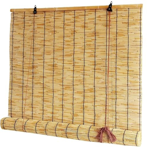 Outdoor Reed Roller Blinds, Bamboo Blinds Outdoor, Retro Bamboo Shades, Anti-UV and Waterproof, Privacy Protection, Lifting, Sun Protection,Easy Installation