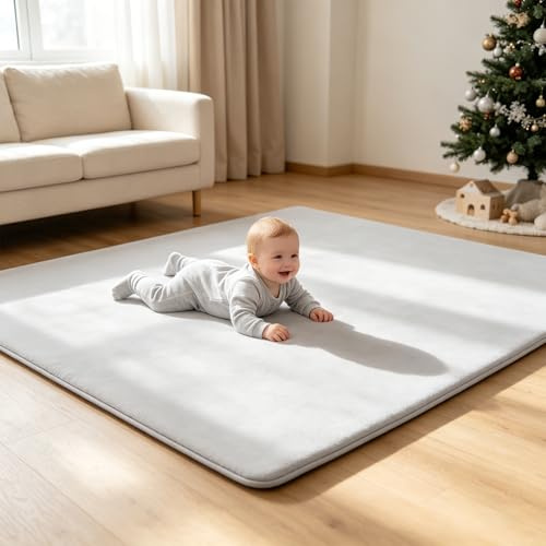 Tappeti per Bambini 127x127x3cm, 3CM di Spessore Tappeti, Tappeti in Schiuma Antiscivolo & Tappeti per Giocattoli per Bambini, Cura Semplice, Tappeti per Bambini e Soggiorni, Grau