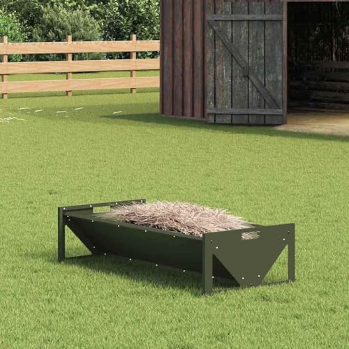 GeenYuu fodertråd för husdjur oliv grön av kallvalsat stål 108 x 50 x 28 cm, väderbeständig, robust för inomhus- och utomhusbruk, med 10 kg kapacitet, perfekt för matare och vattenskål station