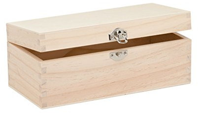 Glorex 6 1682 002 - Holzbox aus Kiefernholz, rechteckig, mit Verschluss, ca. 23 x 11 x 9 cm groß, FSC Mix, zum Bemalen, Bekleben oder Verzieren mit dem Brandmalkolben
