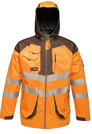 Regatta TRA340LA7BV Tactical Hi-Vis Parka Jacket, Size Large, Orange/Grey
