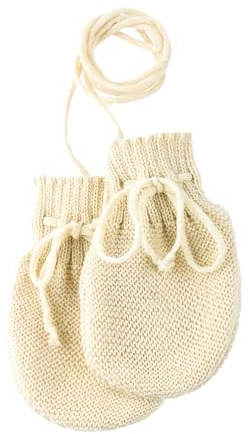 Disana STRICK-HANDSCHUHE Neugeborene & Baby - 100% Bio-Merino – warm & weich - unisex Neugeborene - nachhaltig & fair - Weite regulierbar & mit Strickkordel verbunden - made in Germany | Natur
