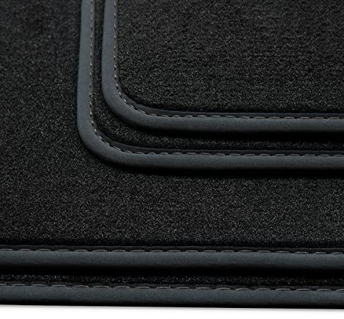 teileplus24 HQ-182 Fußmatten kompatibel mit VW T5, T6 und T6.1 2003-07/2024 Deluxe Velours, Naht:Schwarz