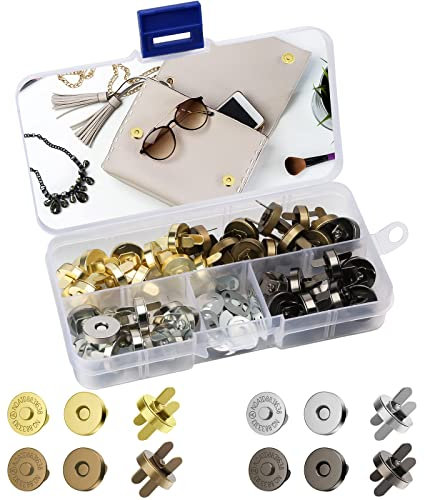 32 Stücke Magnetverschluss Taschen 14mm und 18mm Magnetknöpfe zum Annähen 4 Farben Magnetknopf Magnet Knöpfe für Geldtasche Handtaschen Mäntel Windbreaker Rucksack