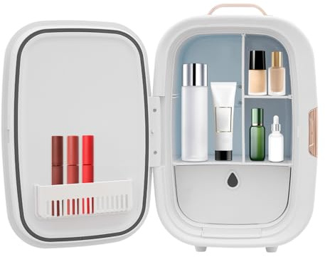 Chensyo 12 Liter Mini-Kosmetik-Kühlschrank, kleiner Hautpflege-Kühlschrank, Home Beauty Kühlschrank, Kosmetik-Kühlschrank, Make-up Lippenstift kleiner Kühlschrank (Weiß)