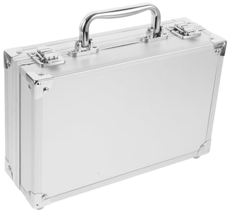 Artibetter Aluminum Tool Box Portable Carrying Case Small Capacity Toolbox with Secure Lock Lightweight Handheld Tool Suitcase for Electronics and Accessories