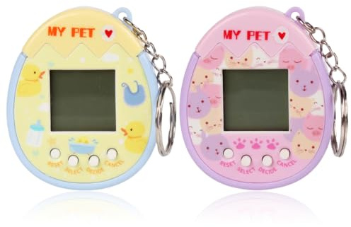 Tomedeks Virtual Pets Toy,Mascota Virtual,Consola de Juegos Digital para Mascotas Máquina de Mano Juguetes Mini Animales electrónicos con Llavero,2 PCS(A)