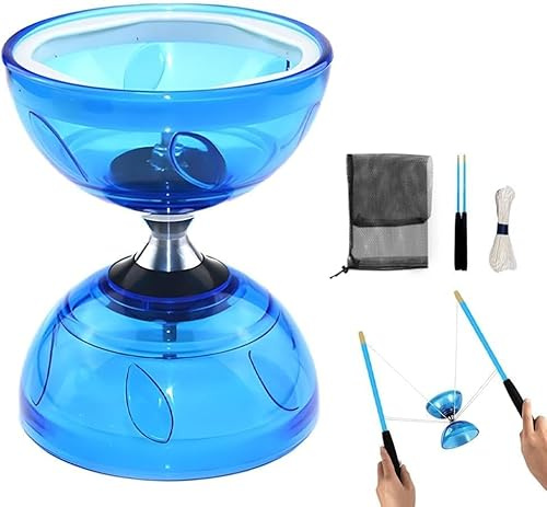 Afenau Diablo Giocoleria, Diabolo con Cuscinetti a Sfera, Diabolo LED con Corda da 10 M, Diablo Set per Principiante Diabolo Set, Set da Giocoleria Diabolo per Gli Sport all'Aria Aperta, Blu