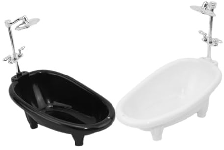 HOMOCONO 2 Mini Vasca da Bagno per Casa Bambole Accessori Bagno Realistici in Vaschette Piccole Decorate per Giocattoli Miniatura e Decorazioni Casa