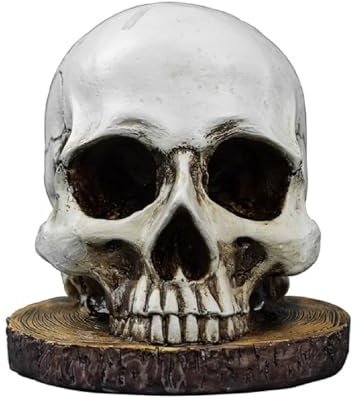 Portacuchillos de calavera realista, portacuchillos de calavera realista de Halloween, figura de calavera de resina, decoración de escritorio de interior de cocina de terror
