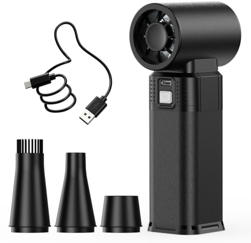 WERTYI Aluminum Electric Air Duster, High Power 130K RPM Cordless Blower | 130K RPM Cordless Blower, 4-Speed Adjustable, USB-C Fast Charge, Lightweight Aluminum Design, For PC, House, Car & Outdoor