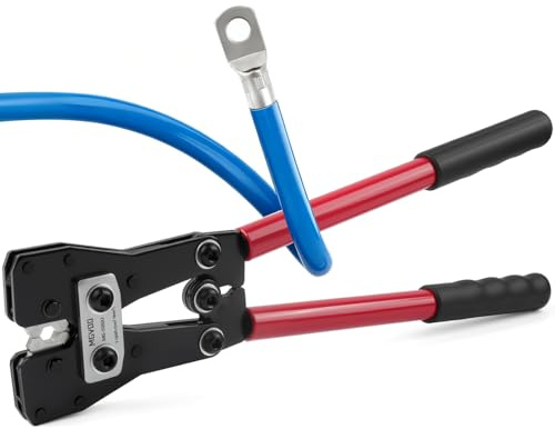 MGYOO Battery Cable Lug Crimping Tool Heavy Duty Cable Lug Crimper Tool for 10, 8, 6, 4, 2, 1/0 AWG Copper Wire Lugs Battery Cable Ends