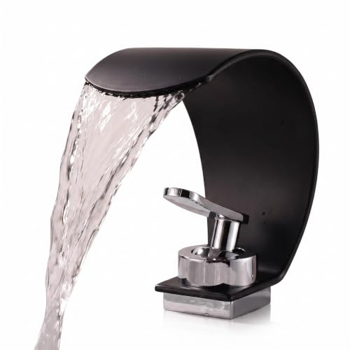 Single Hole Sink Faucet, Waterfall Bathroom Sink Faucet | Single Hole Brass Basin Mixer Tap with Single Handle, Modern Stainless Steel Vanity Faucet for Washbasin Modern Bathroom Use