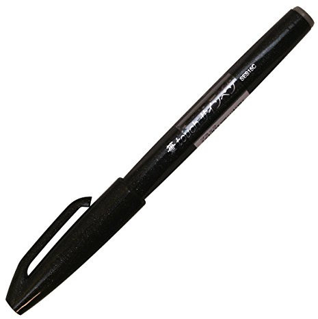 Pentel SES15C-A fiber pen with flexible brush-like tip black