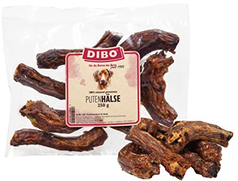 DIBO Puten-Hälse, 250g-Beutel,der kleine Naturkau-Snack oder Leckerli für Zwischendurch, Hundefutter, Qualitätskauartikel ohne Chemie